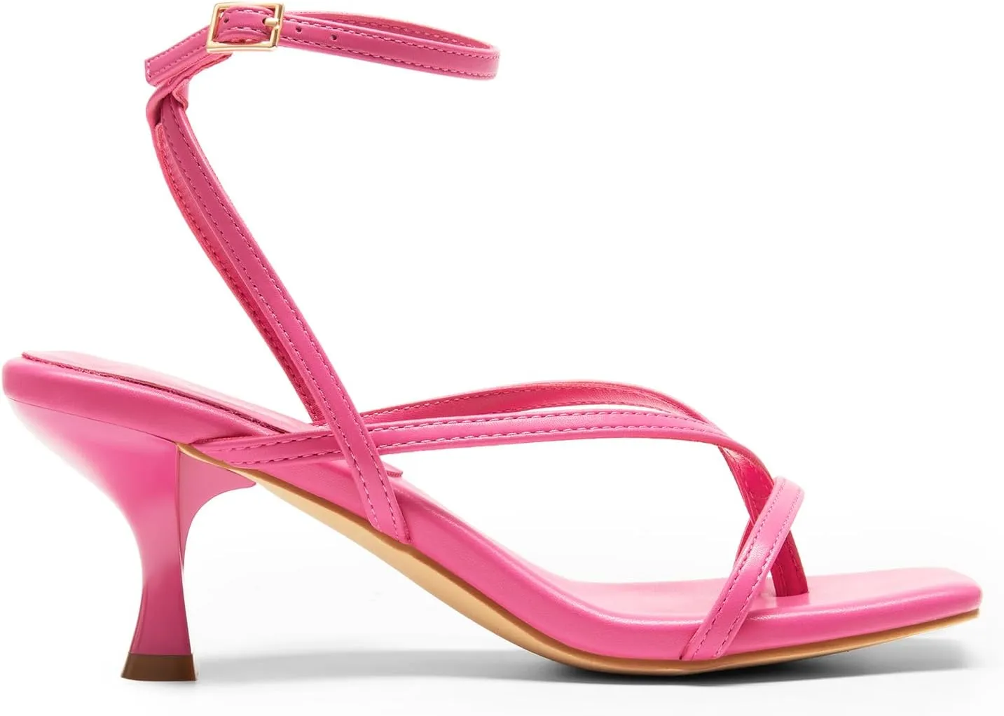 DREAM PAIRS Women's kitten Low Strappy Lace Up Heels Open Square Toe Thong Ankle Strap Heels Sexy Fashion Comfort Dress Shoes Party Sylvestra Pumps Heeled Sandals