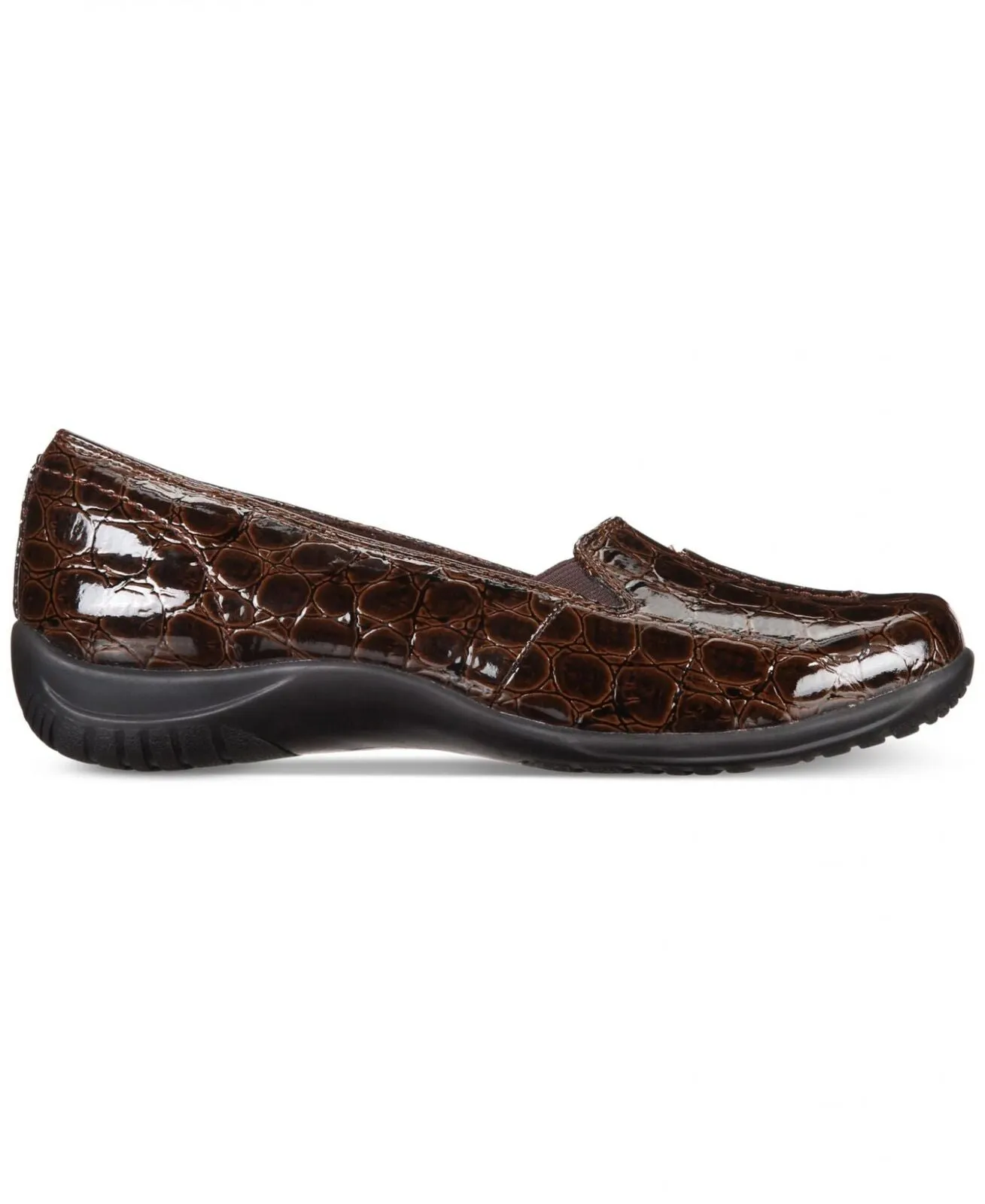 Easy Street Womens Purpose Slip On Shoes PURPOSE Brown Patent Croco 8.5M