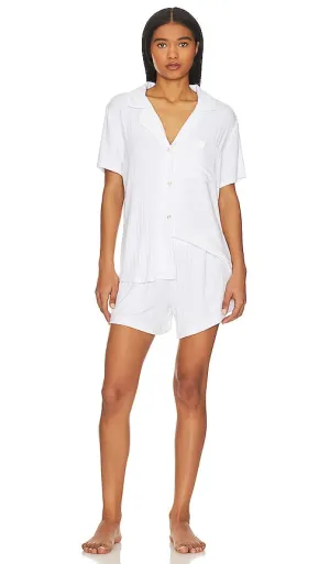 eberjey Gisele Relaxed Short PJ Set in White