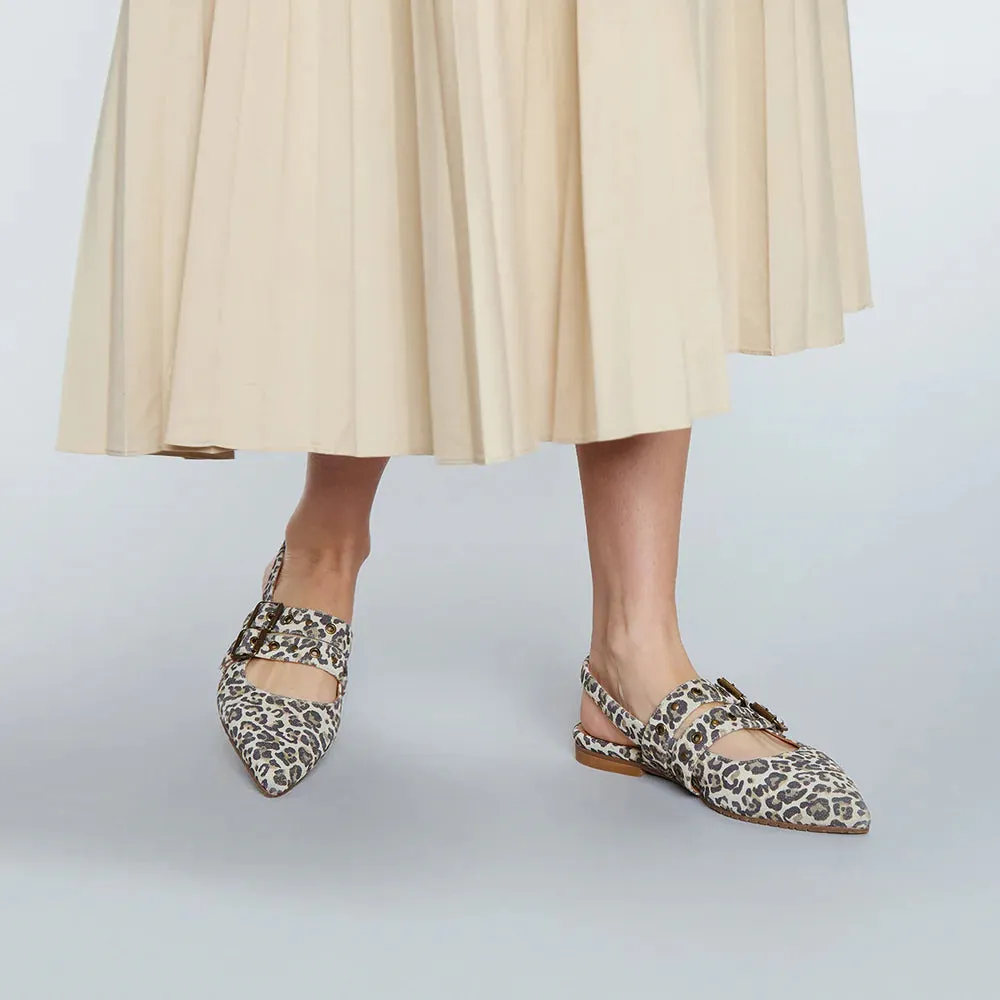 Esska Hope Slingback Flats in Leopard