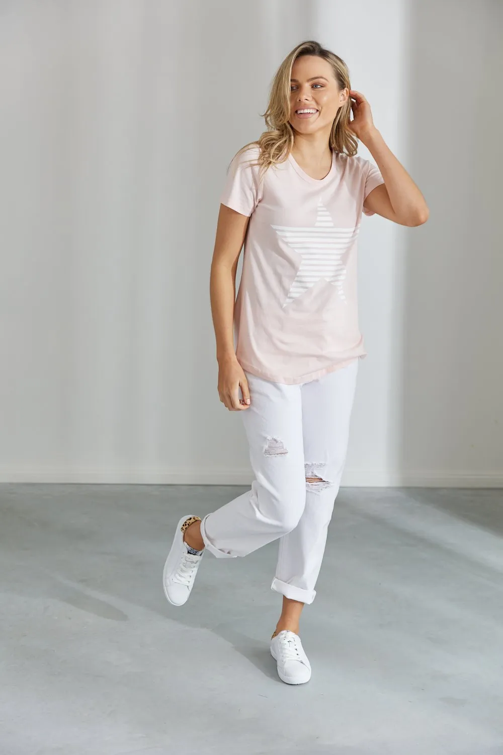 Evie Tee - Pink w White Star