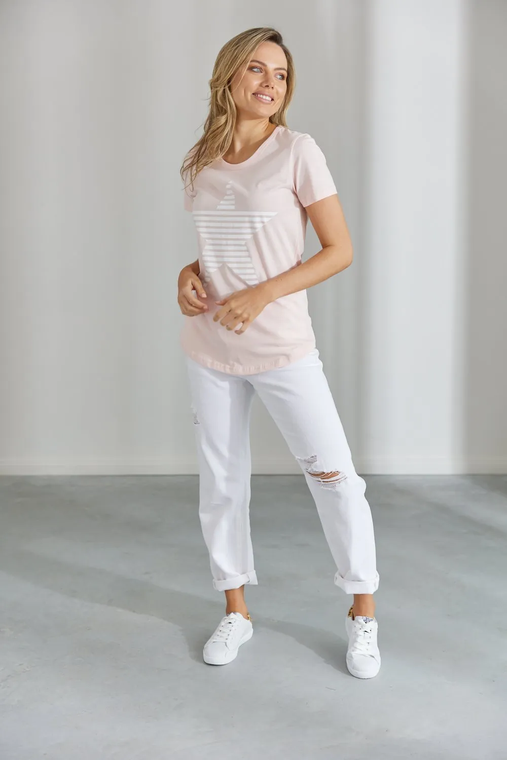 Evie Tee - Pink w White Star