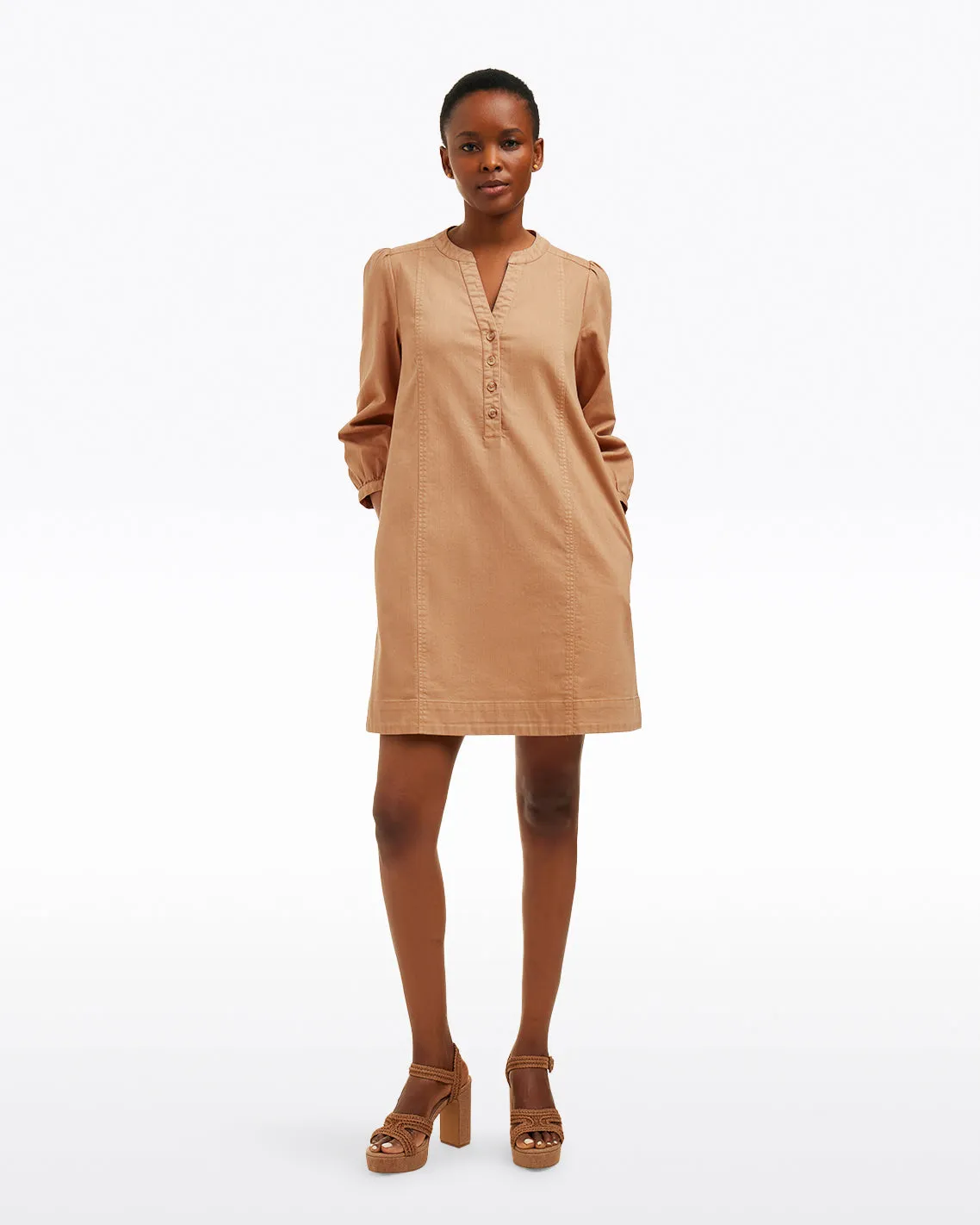 Felicity Popover Shift Dress in Croissant