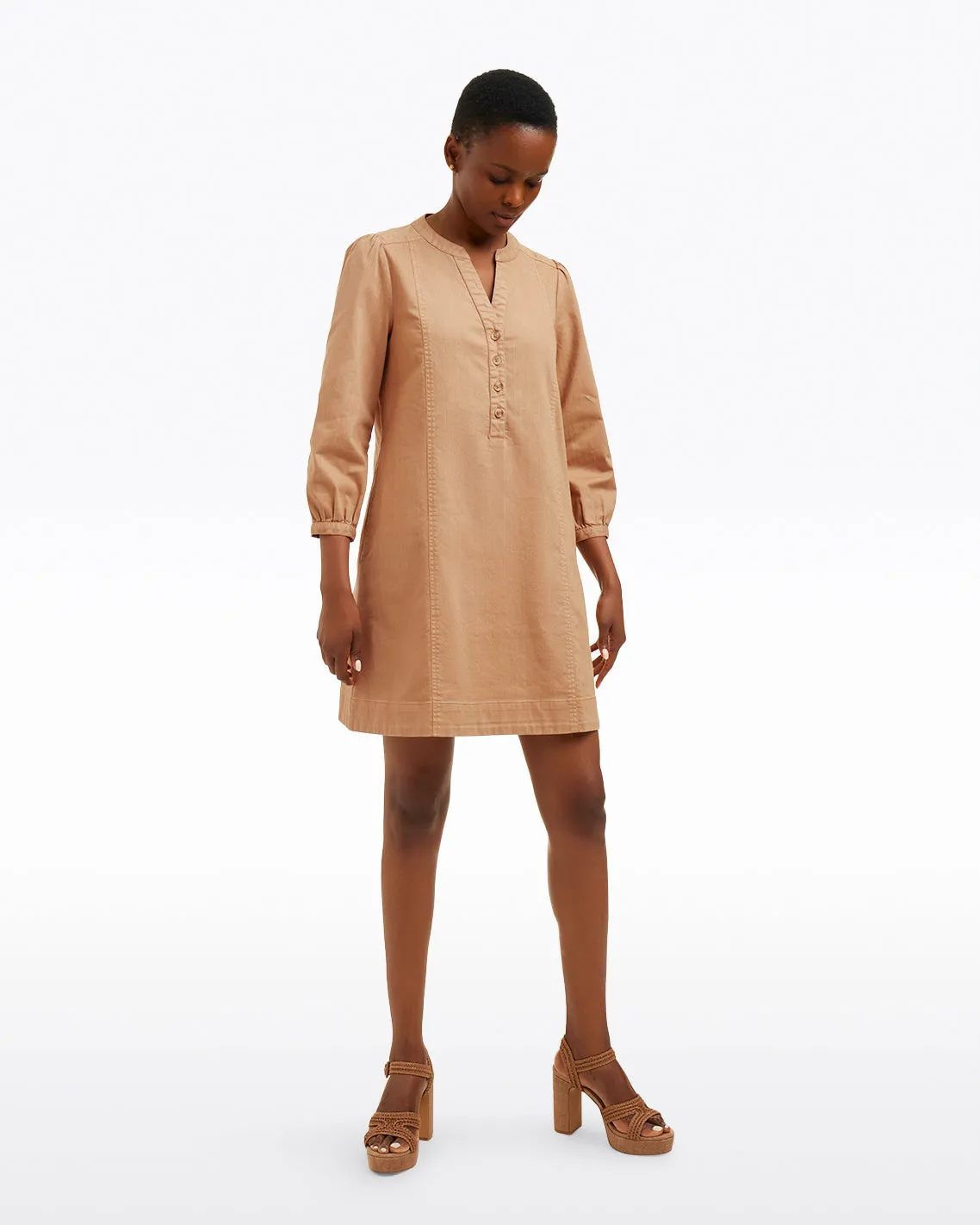 Felicity Popover Shift Dress in Croissant