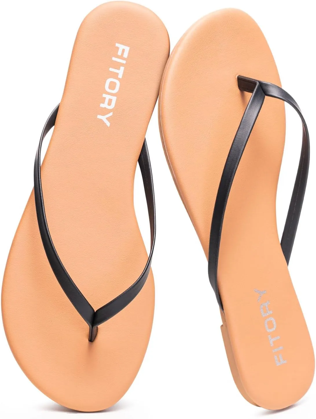 FITORY Womens Fashion Flip Flops Comfortable Leather Summer Beach Thong Walking Sandals on Indoor Outdoor Size 6-11