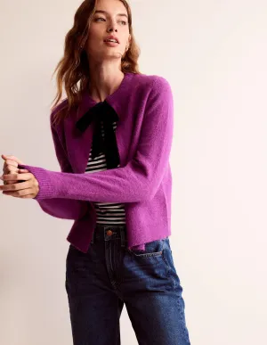 Fluffy Bow Cardigan-Festival Fuchsia