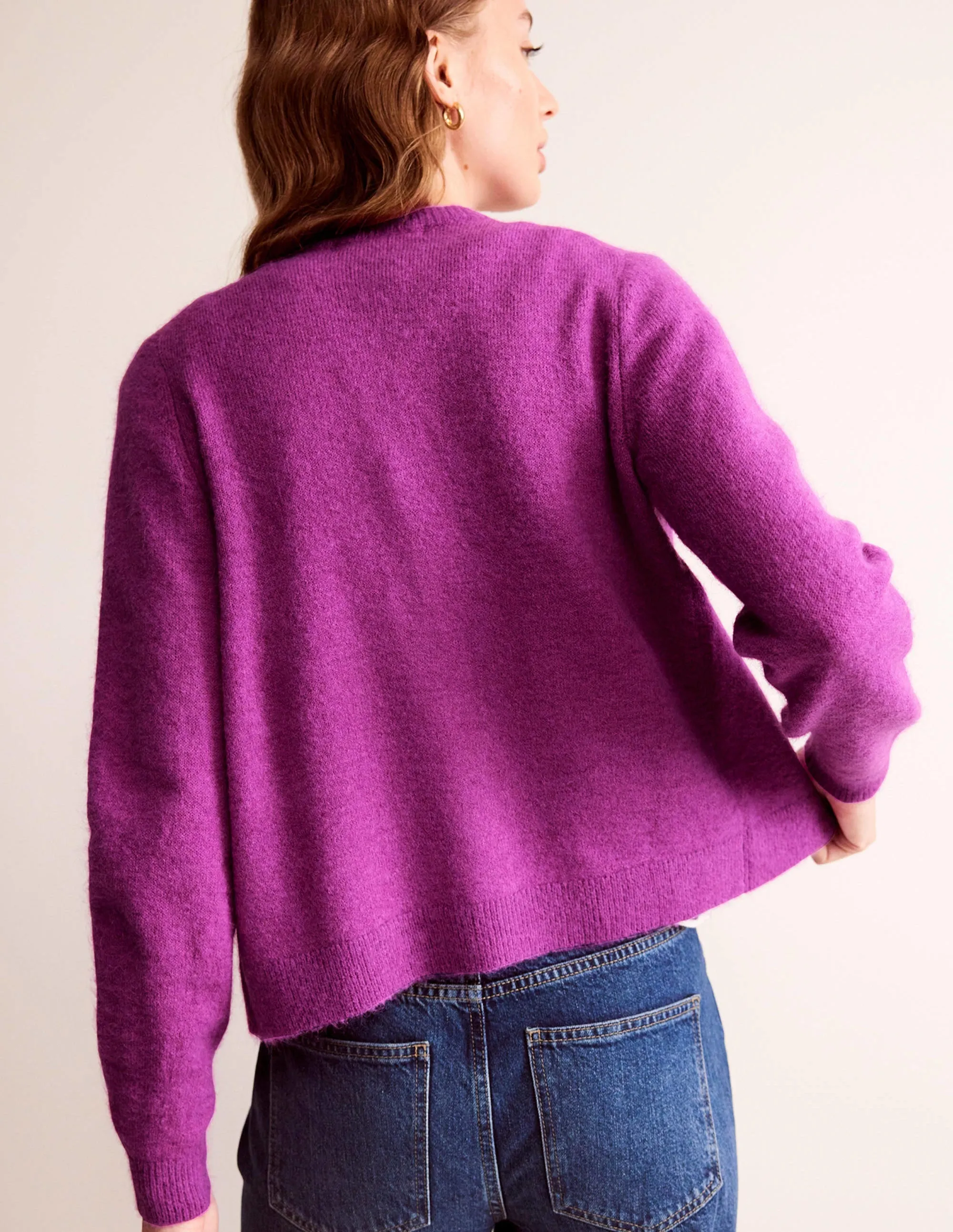 Fluffy Bow Cardigan-Festival Fuchsia
