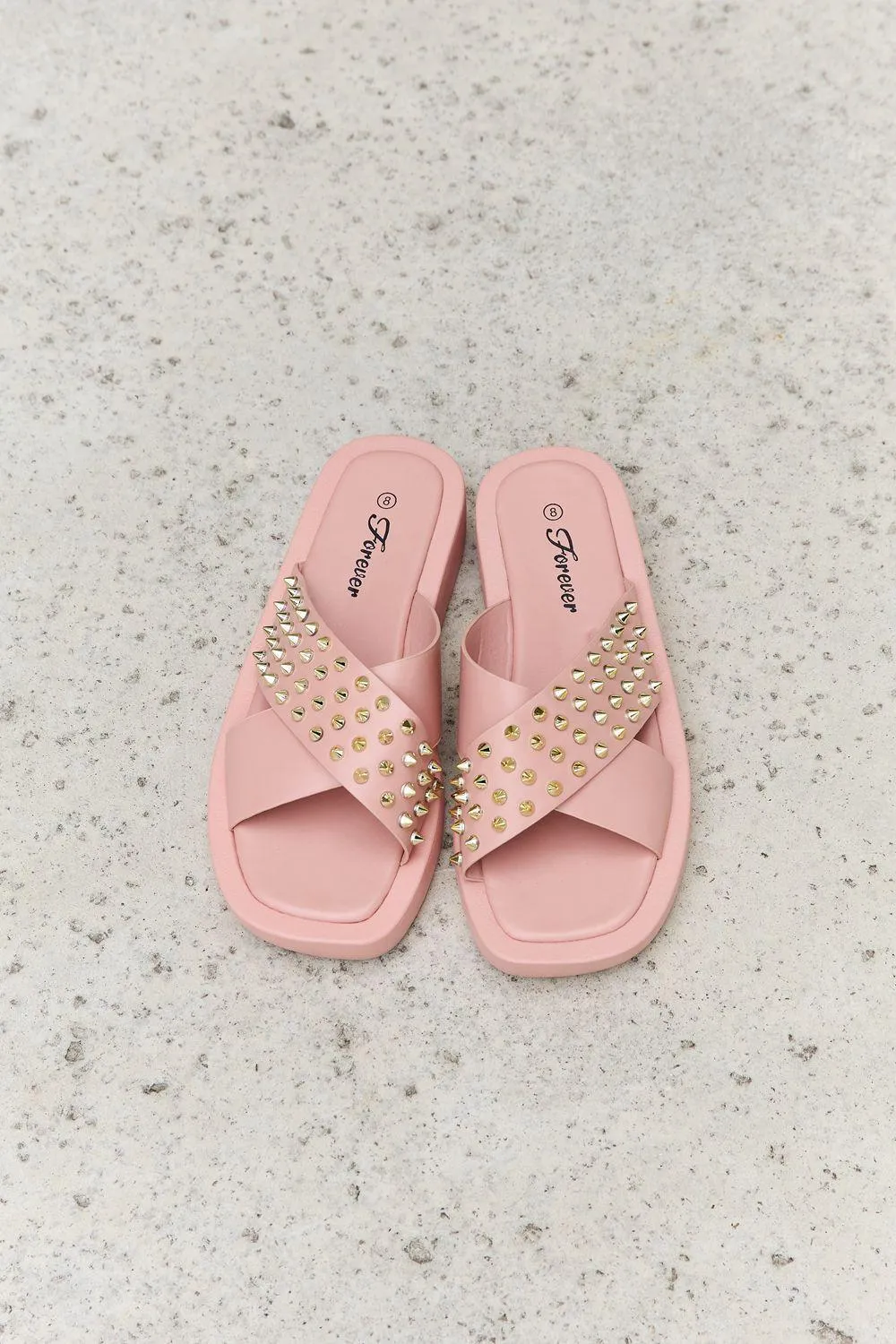 Forever Link Open Toe Studded Blush Cross Strap Sandals