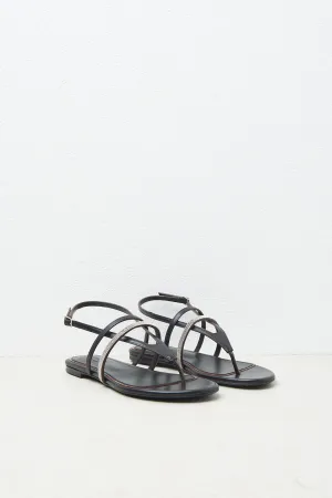Genuine leather flat sandals