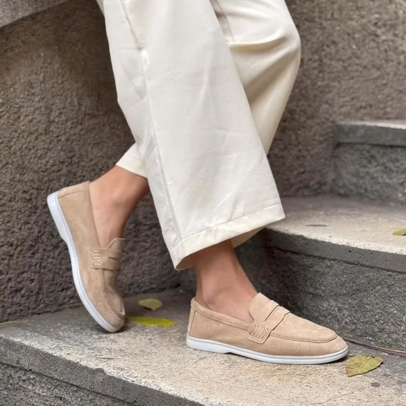 Genuine Suede Flat Sole Women's Loafers
