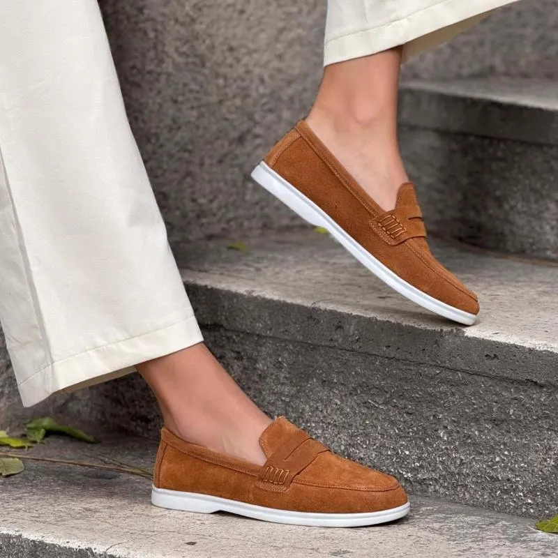 Genuine Suede Flat Sole Women's Loafers
