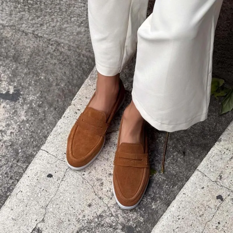 Genuine Suede Flat Sole Women's Loafers