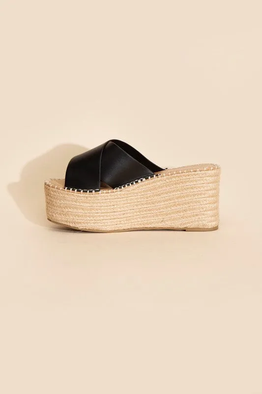 Gold Platform Wedge Slides