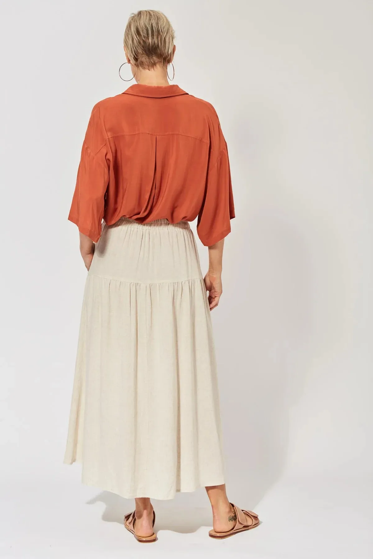 Haven Belize linen blend easy skirt Clay