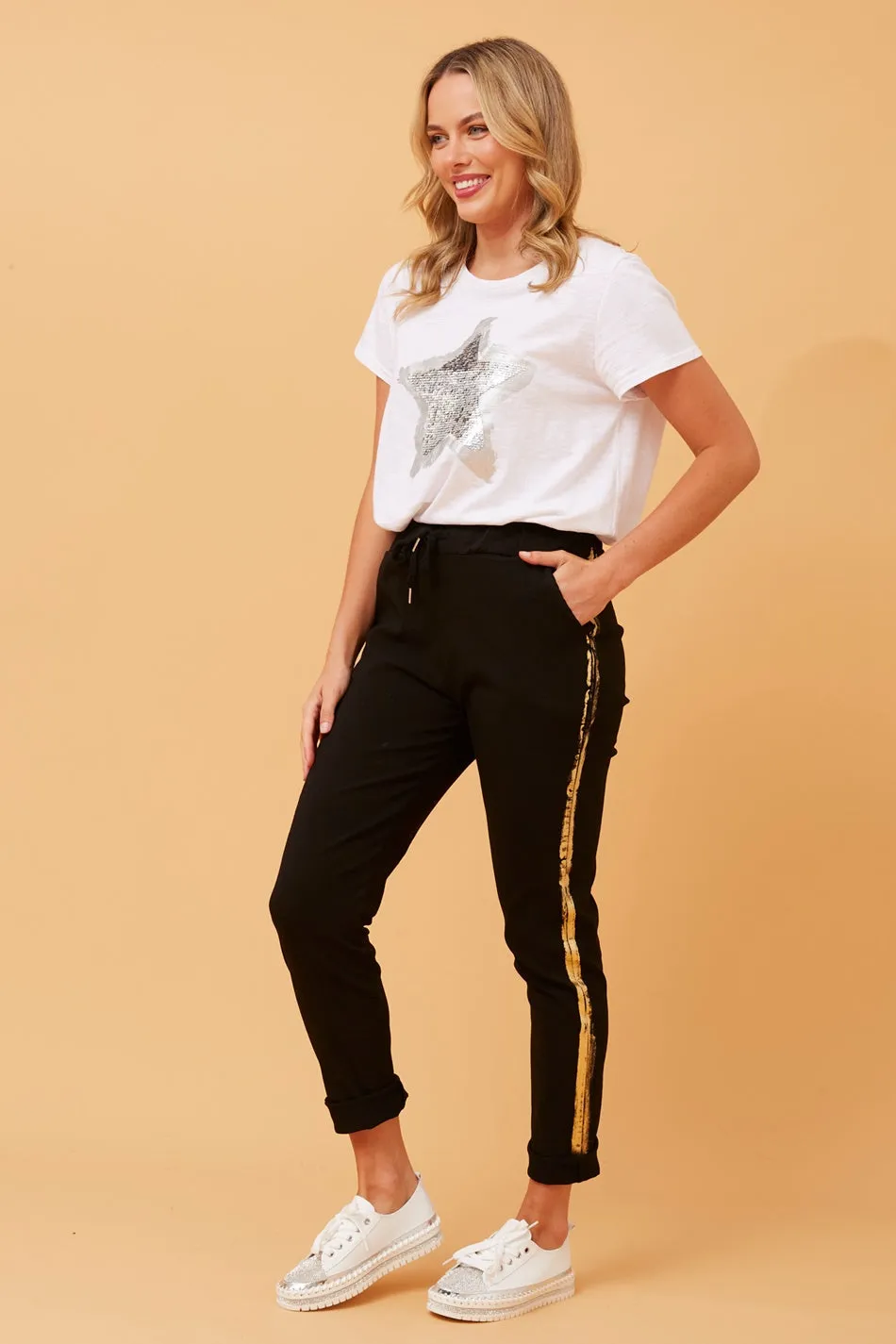 JANJA FOIL PRINT JOGGER PANTS