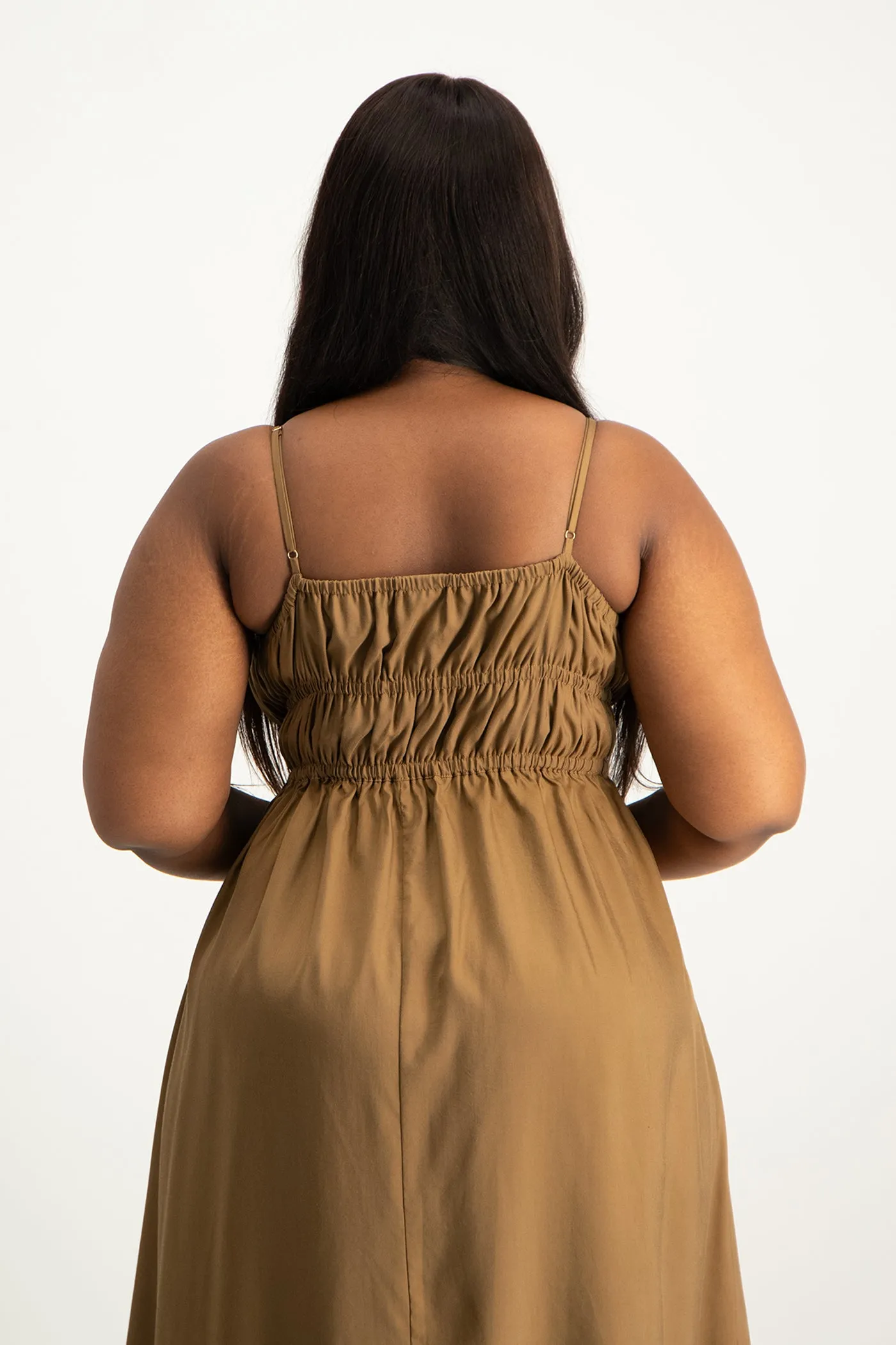 Kesha Strappy Elasticated Dress - Toffee