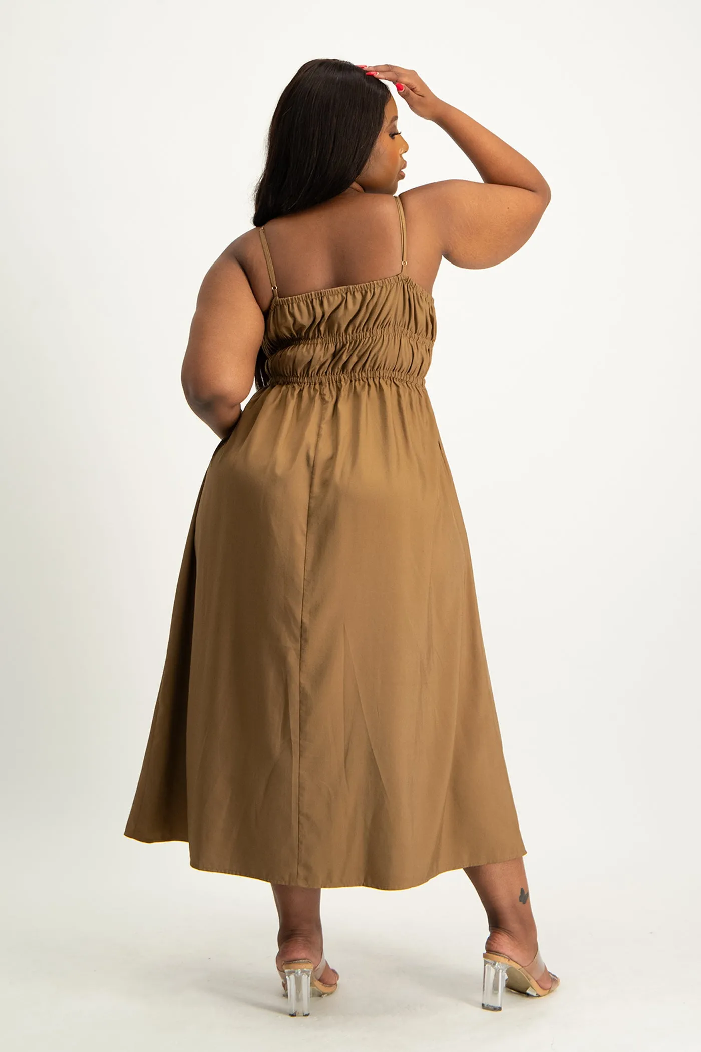 Kesha Strappy Elasticated Dress - Toffee
