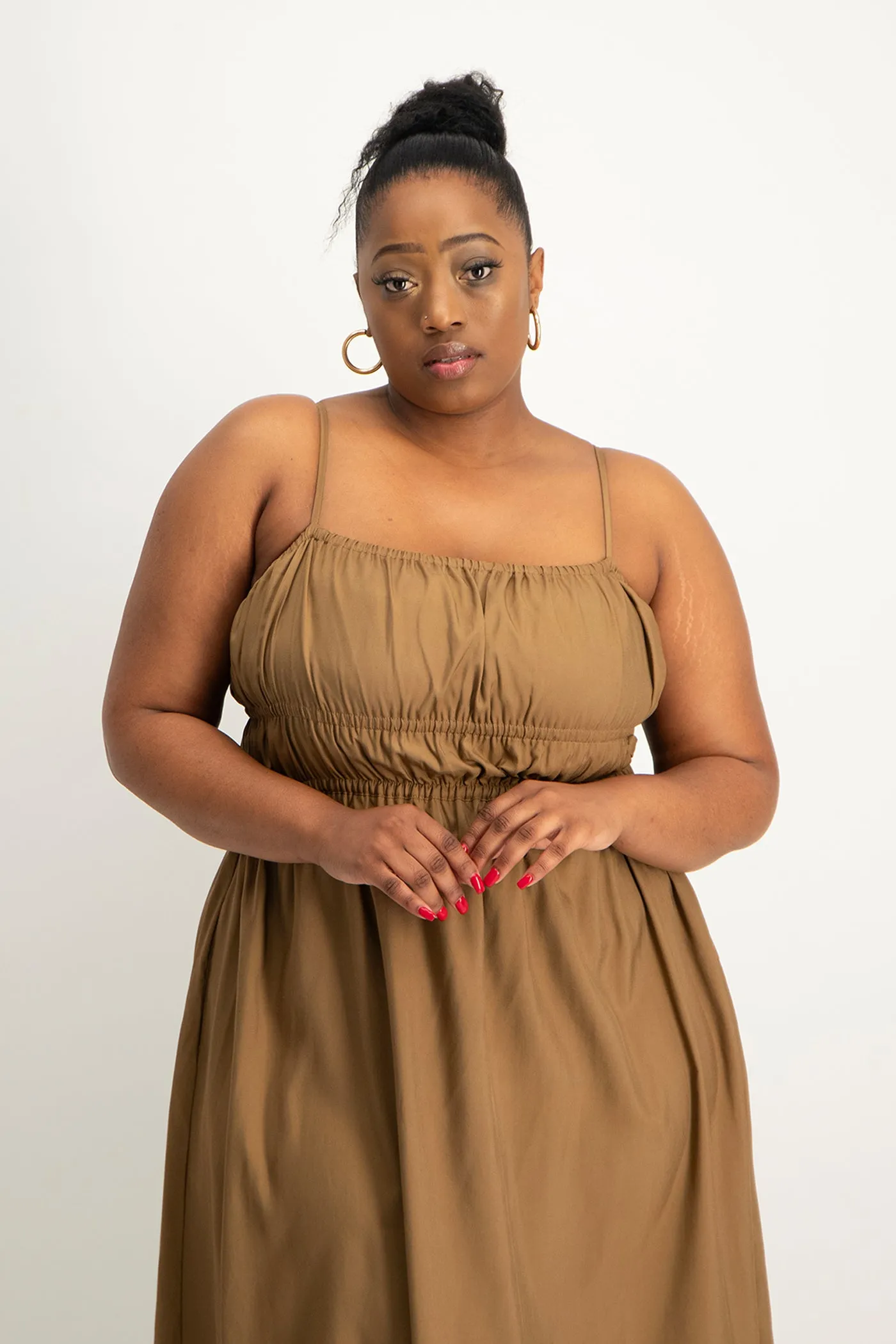 Kesha Strappy Elasticated Dress - Toffee
