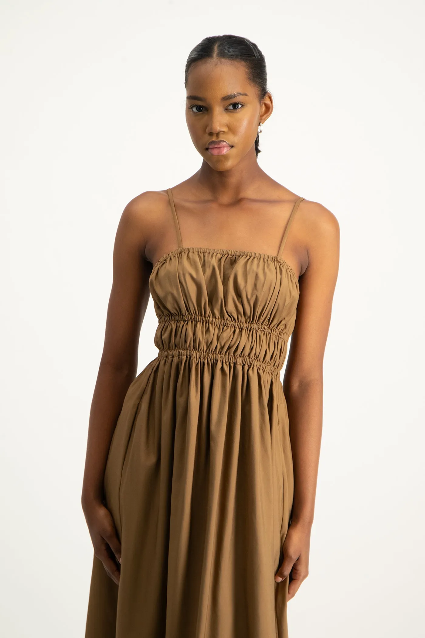 Kesha Strappy Elasticated Dress - Toffee