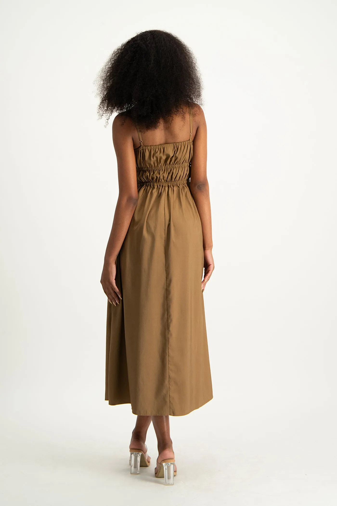 Kesha Strappy Elasticated Dress - Toffee