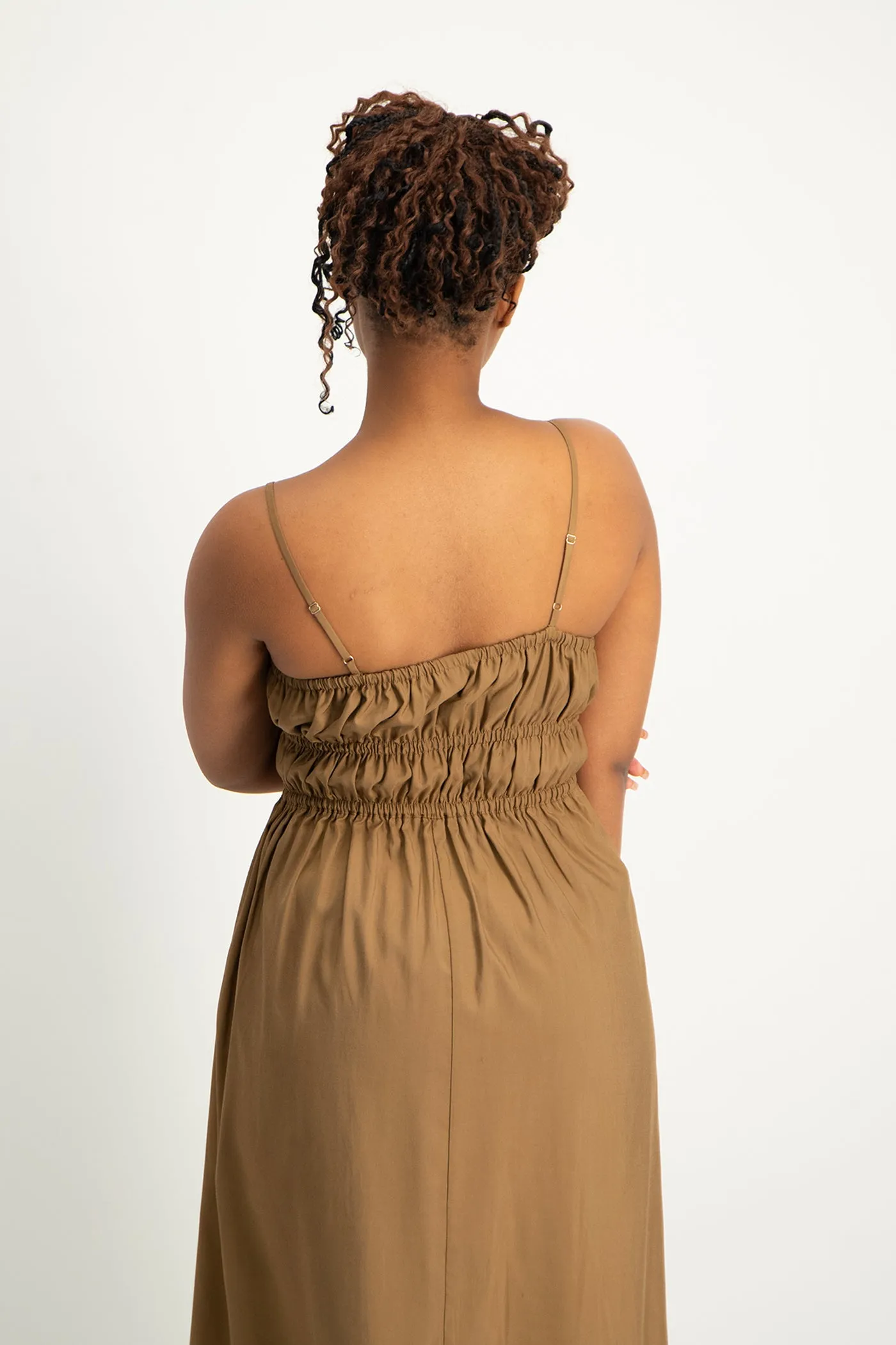 Kesha Strappy Elasticated Dress - Toffee