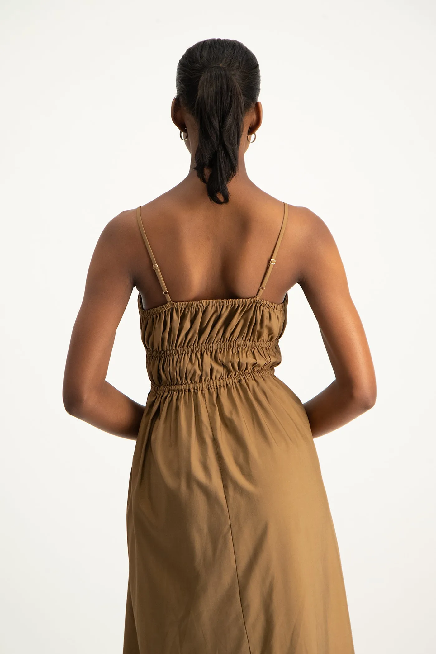 Kesha Strappy Elasticated Dress - Toffee