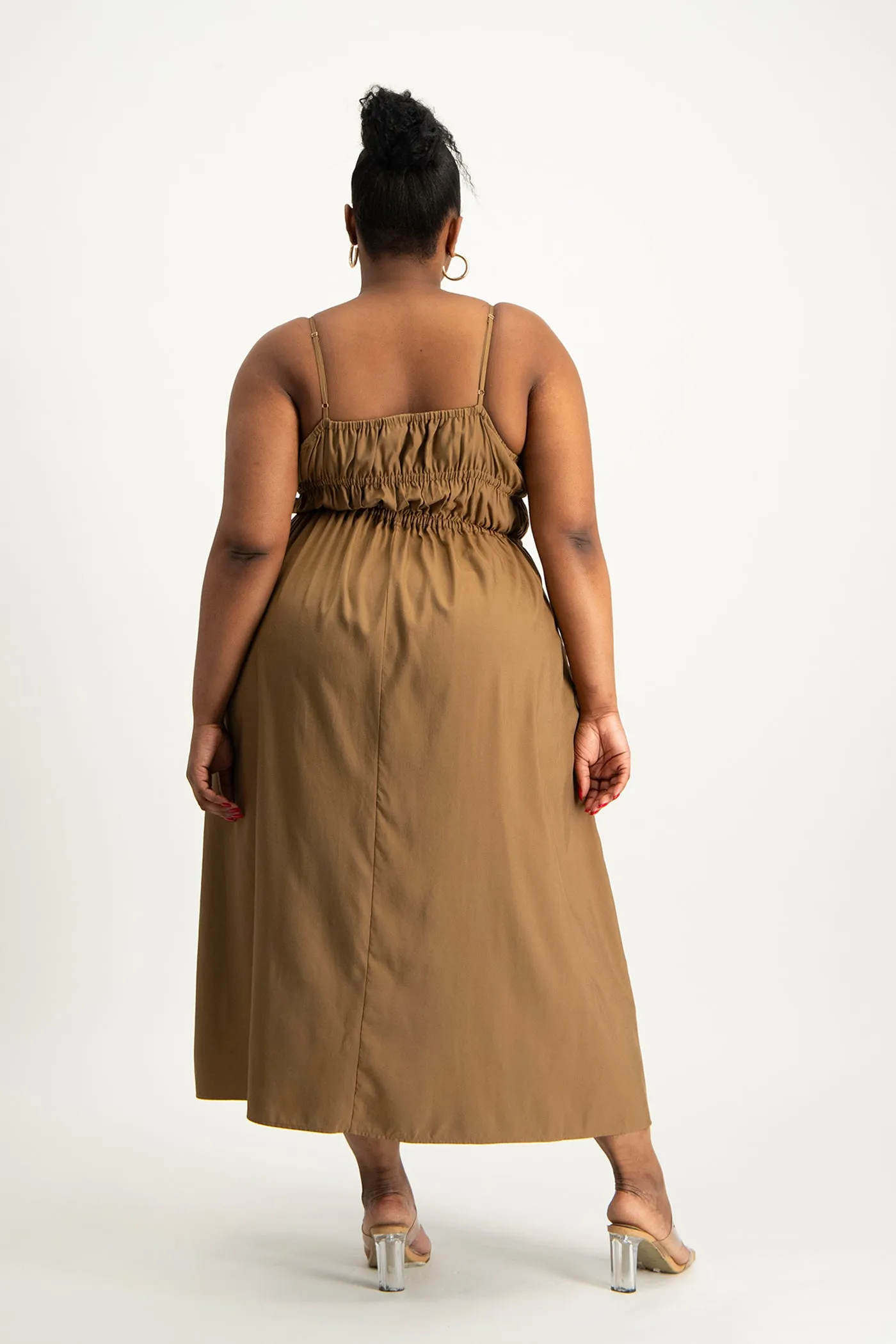 Kesha Strappy Elasticated Dress - Toffee