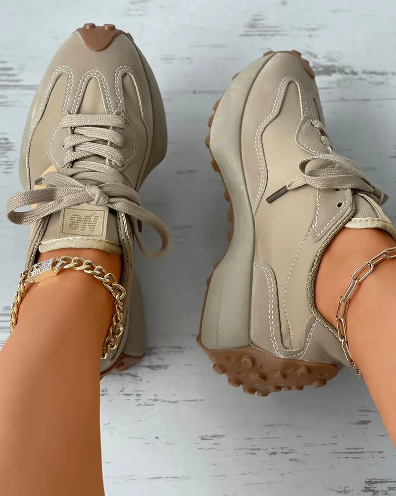 Lace up Suede Muffin Sneakers