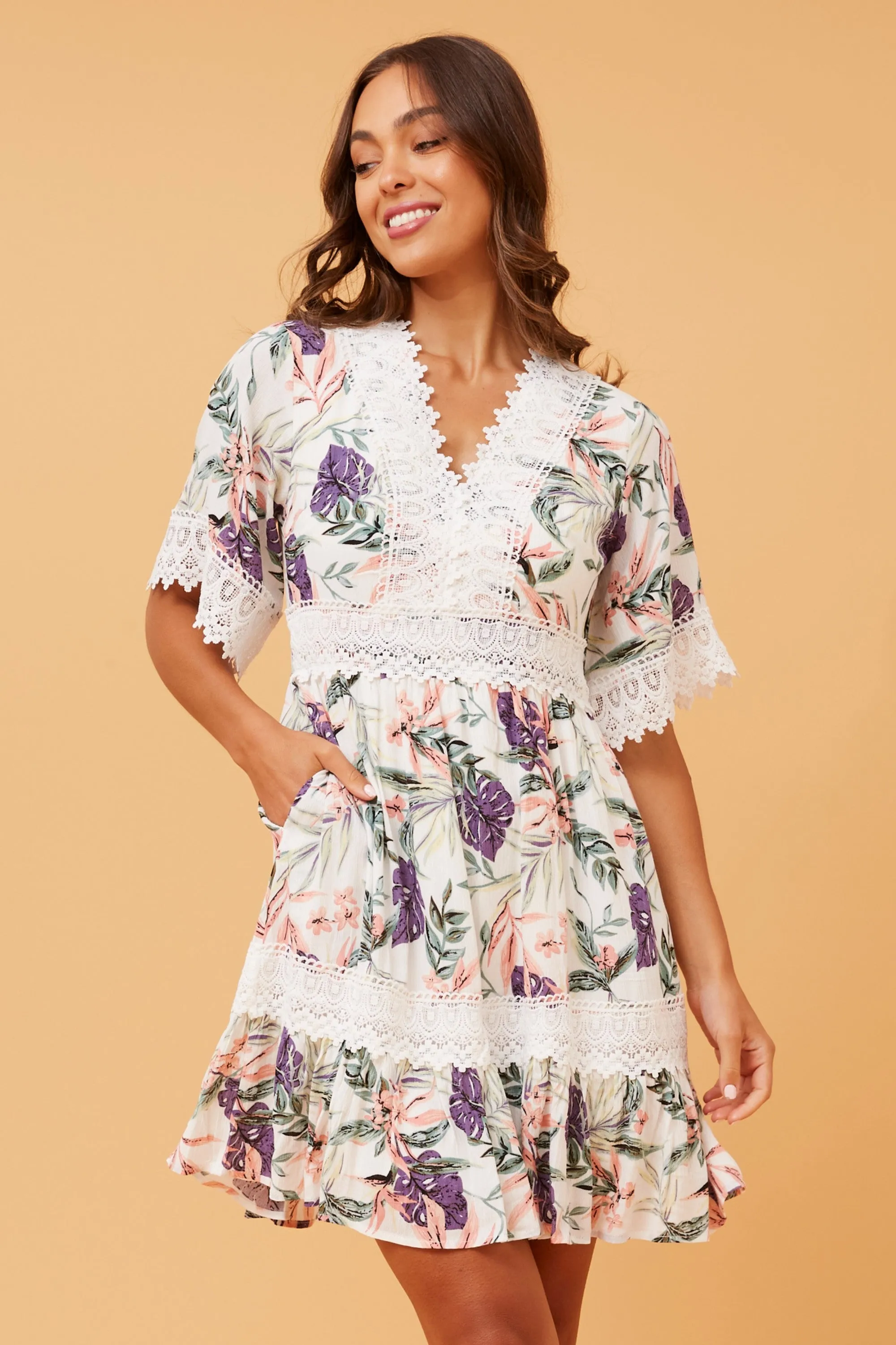 LAYLA FLORAL LACE  DRESS