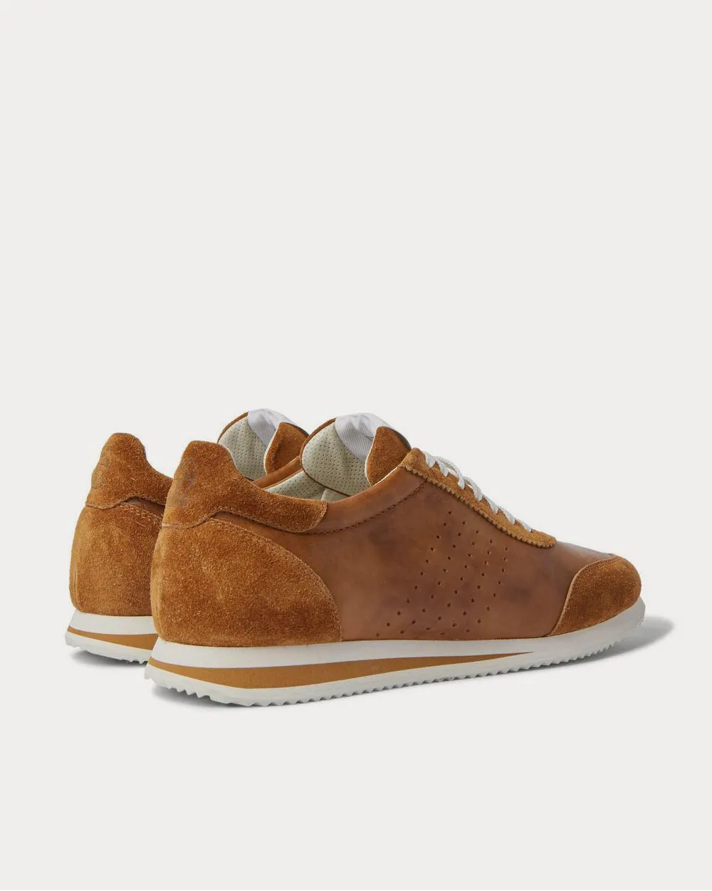 Leather and Suede  Brown low top sneakers