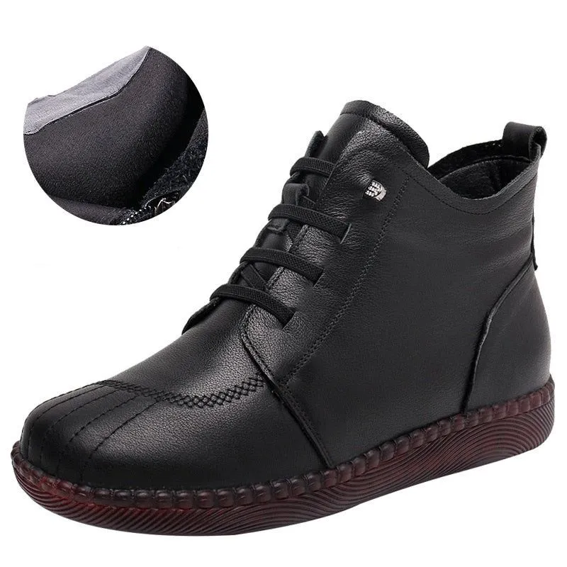 Leather Ankle Boots Handmade Soft Sneakers Women's Casual Shoes GCSZXC59