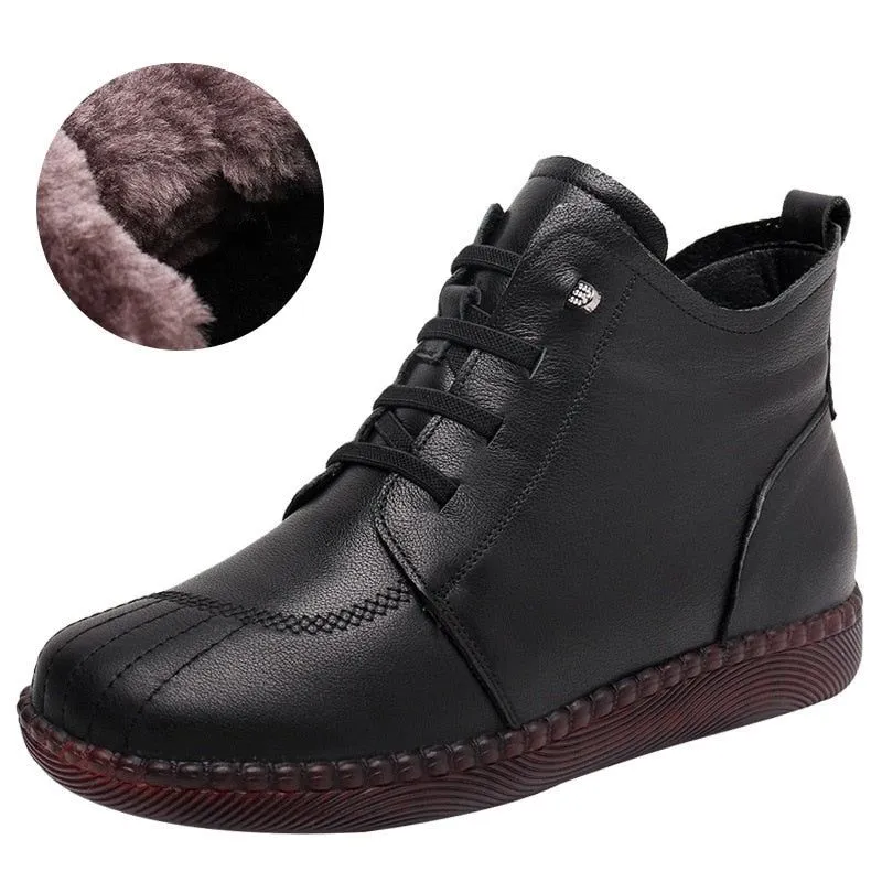 Leather Ankle Boots Handmade Soft Sneakers Women's Casual Shoes GCSZXC59