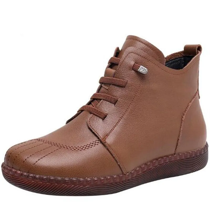 Leather Ankle Boots Handmade Soft Sneakers Women's Casual Shoes GCSZXC59