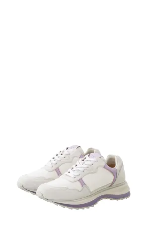 Leather sneaker with lace up style and sole details - Orchid Petal Purple
