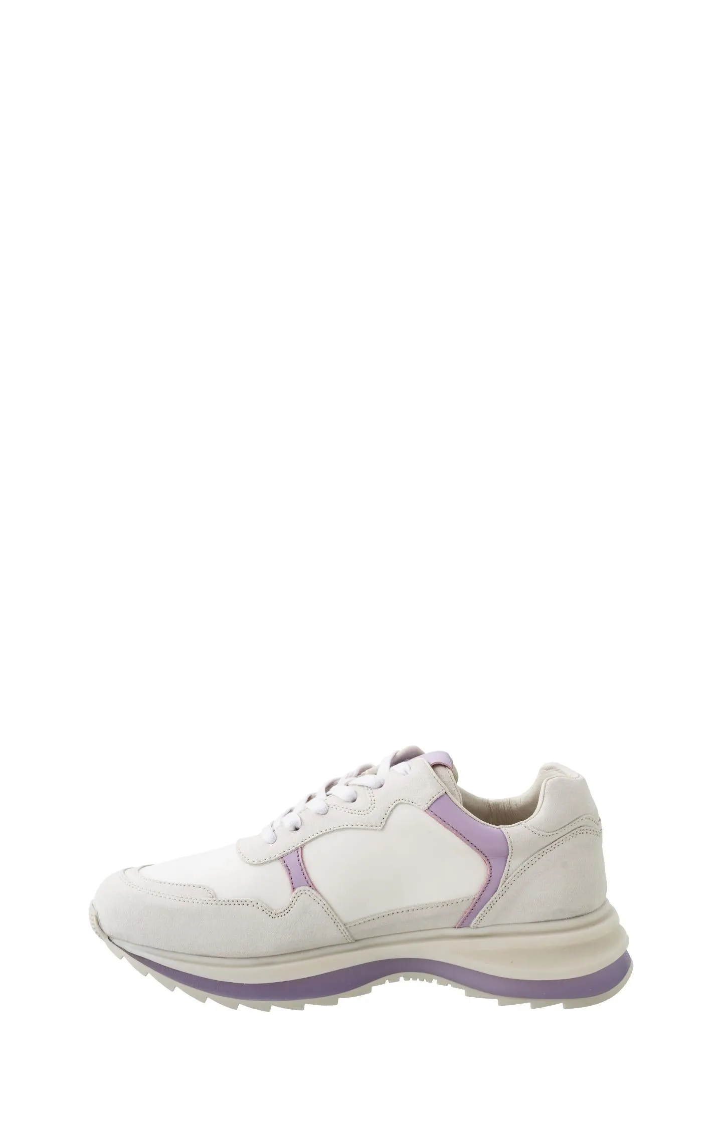 Leather sneaker with lace up style and sole details - Orchid Petal Purple