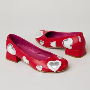 Marco Moreo Red Leather Ballerina Style Shoes