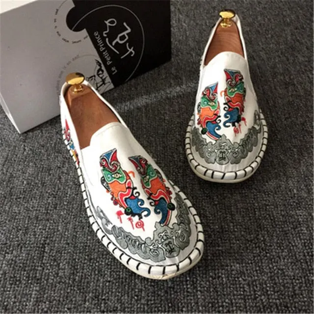 Men Colorful Embroidery Espadrilles Light Canvas Shoes
