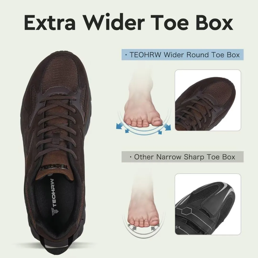 Men Extra Wide Width Sneakers Comfort Walking Shoes Relieve Foot Pain Wide Toe Box with Arch Support