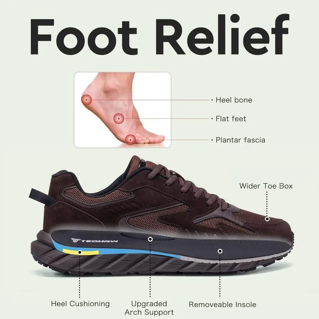 Men Extra Wide Width Sneakers Comfort Walking Shoes Relieve Foot Pain Wide Toe Box with Arch Support