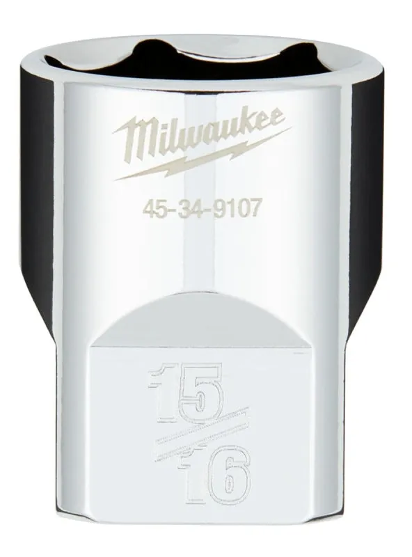 Milwaukee 45-34-9107 Socket, 15/16 in Socket, 1/2 in Drive, 6-Point, Chrome Vanadium Steel, Chrome :CD: QUANTITY: 1