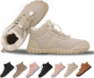 MOCHINI Snow Boots Mens Womens Winter Footwear Barefoot Shoes Warm Fur Lined Ankle Booties Hiking Trekking Trail Climbing Shoes Lace Up Anti-Slip Waterproof Hiking Boots, Wide Walking Shoes