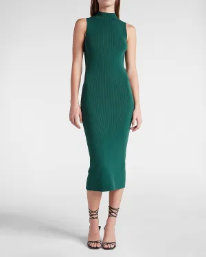 Mock Neck Sleeveless Midi Sweater Dress in June Bug
