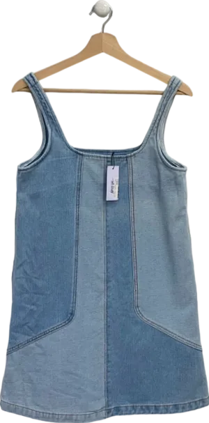 Nasty Gal Multi Panelled Denim Strappy Mini Dress UK 8
