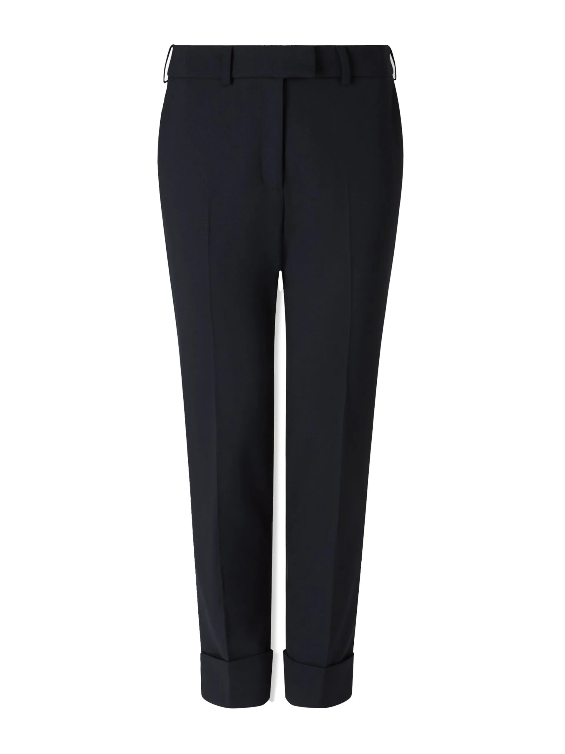 Navy Clement new wool easy waist turn up trousers