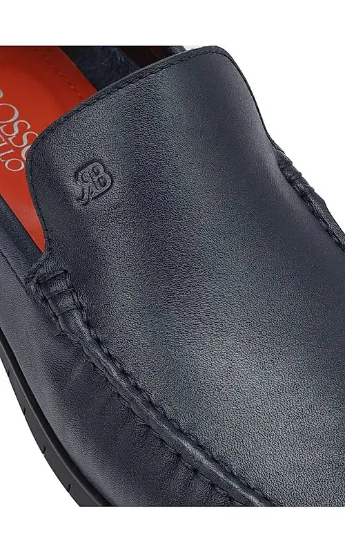 Navy Plain Leather Moccasins