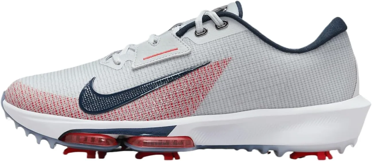 Nike Infinity Tour 2 Golf Shoes (FZ8798-001, Pure Platinum/White/Light Crimson/Armory Navy) Size 10