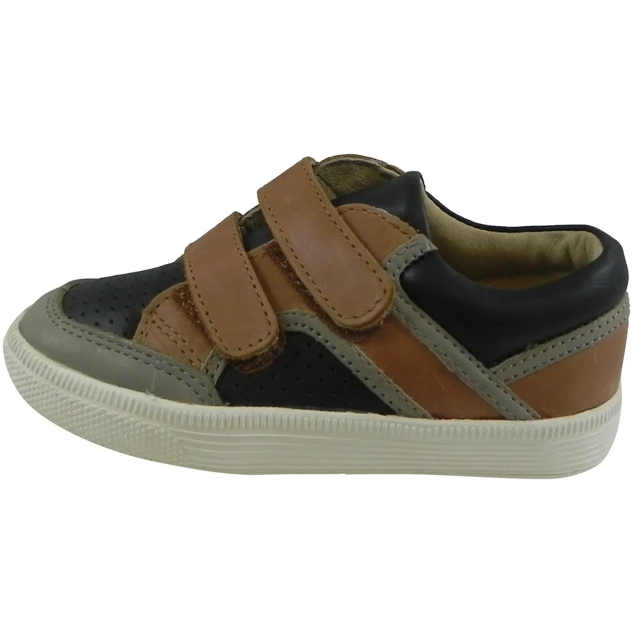 Old Soles Boy's 1029 Low Cred Leather Navy/Brown/Grey Sneakers