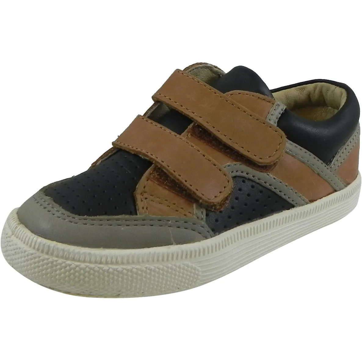 Old Soles Boy's 1029 Low Cred Leather Navy/Brown/Grey Sneakers