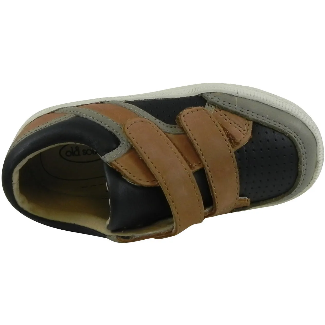 Old Soles Boy's 1029 Low Cred Leather Navy/Brown/Grey Sneakers