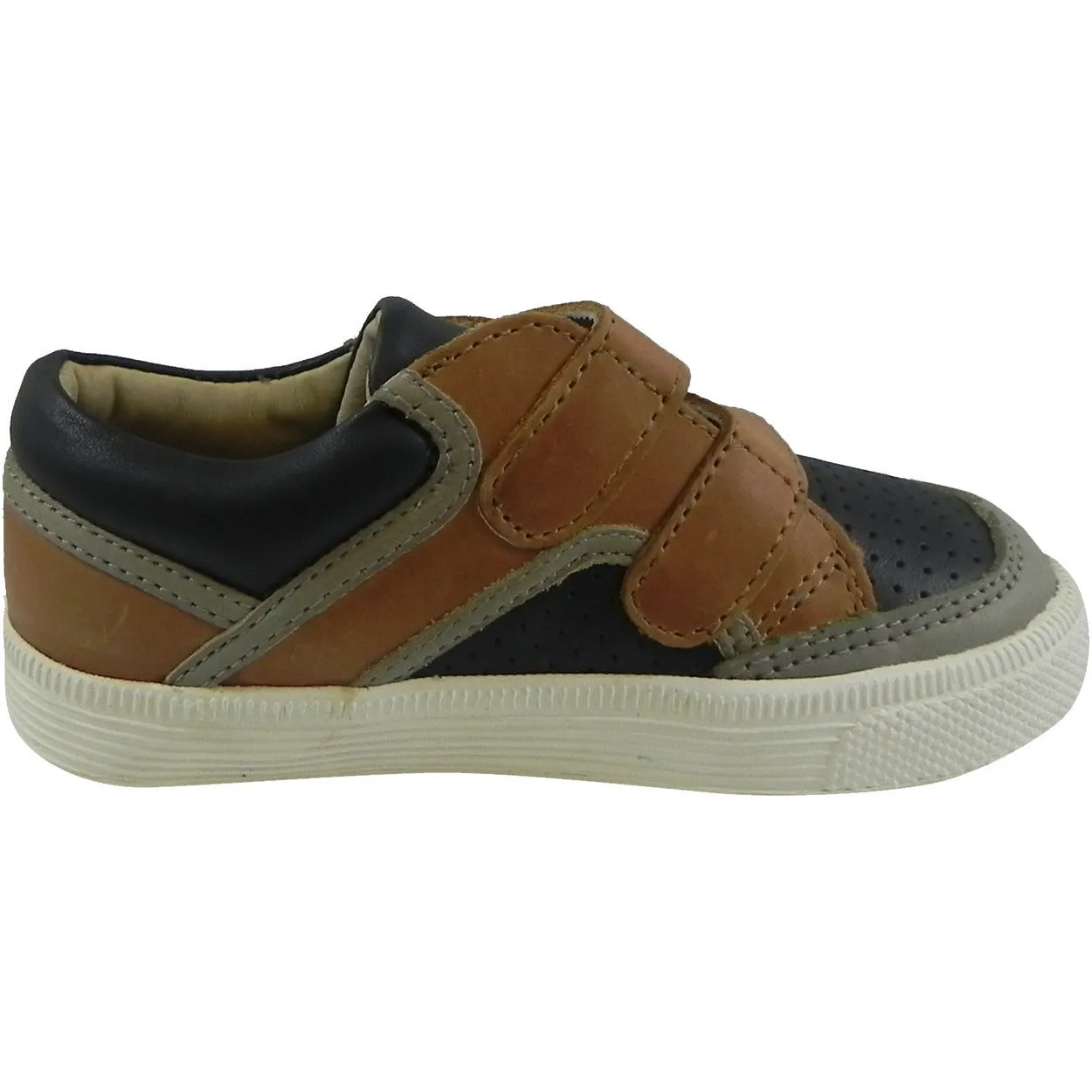 Old Soles Boy's 1029 Low Cred Leather Navy/Brown/Grey Sneakers